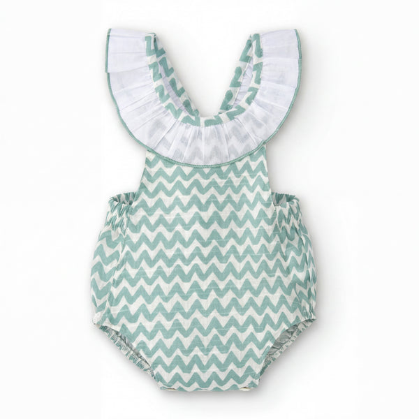Aquamarine Zig Zag Romper — AGÜ Baby Spanish baby clothes