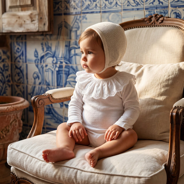 Body Long Sleeve with Flower Collar — view 2 — handcrafted in Spain — AGÜ Baby
