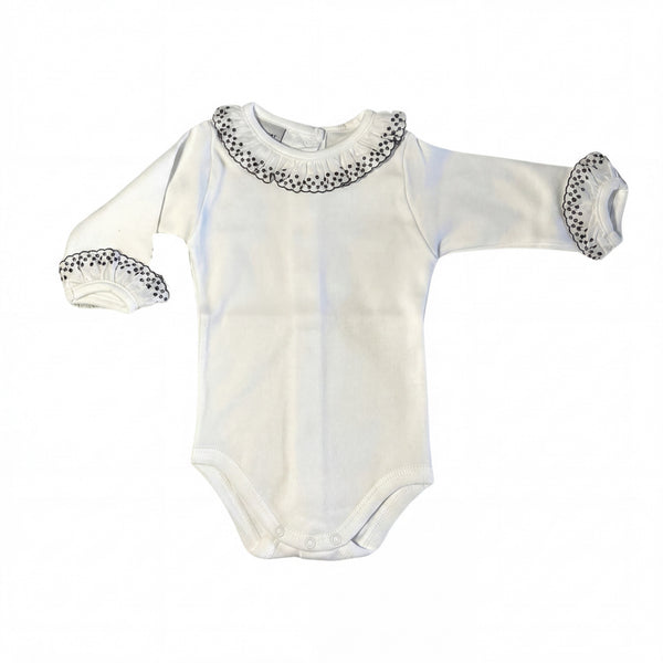 Body Long Sleeve with Navy Blue Dots Peter Pan Collar — AGÜ Baby Spanish baby clothes