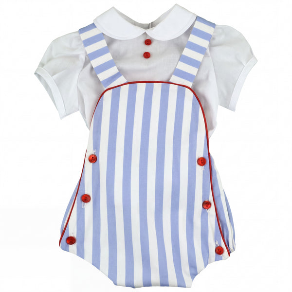 Boys Light Blue Set White Shirt and Romper — AGÜ Baby Spanish baby clothes