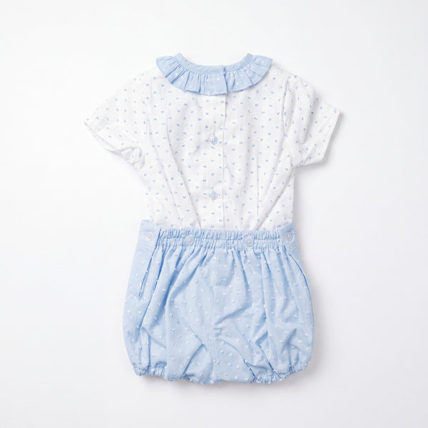 Boys White and Light Blue Plumeti Lace Shirt & Jam Pants — AGU Baby Spanish baby clothes