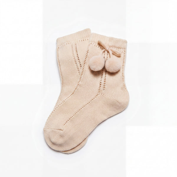 Camel Perforated Socks with Borlones — AGÜ Baby Spanish baby clothes