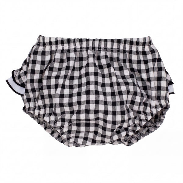 Girl Black Vichy Ruffle Bloomer — AGÜ Baby Spanish baby clothes