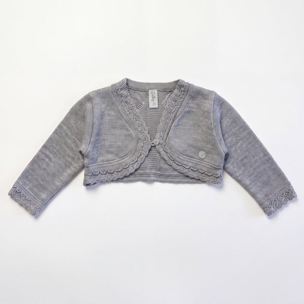 Girls Gray Cropped Cardigan — AGU Baby Spanish baby clothes
