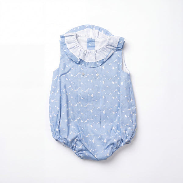 Girls Light Blue and Hearts Romper — AGÜ Baby Spanish baby clothes
