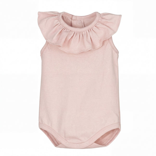 Girls Light Pink Collar Sleeveless Bodysuit — AGÜ Baby Spanish baby clothes