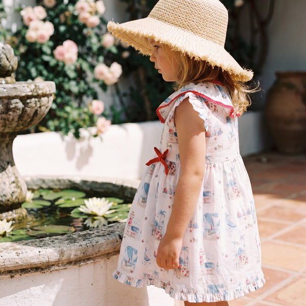 Girls Printed Whales Dress — view 2 — handcrafted in Spain — AGÜ Baby