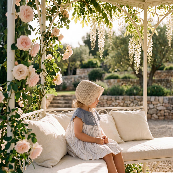 Girls White and Blue Leaves Blouse & Bloomers — AGU Baby