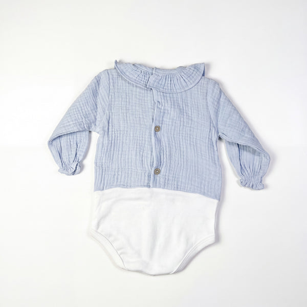 Light Blue Body Long Sleeve with Collar — AGU Baby Spanish baby clothes