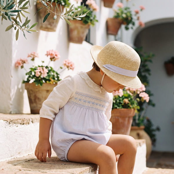 Light Blue Fabric Bloomer — view 2 — handcrafted in Spain — AGÜ Baby