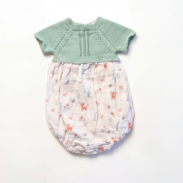 Light Green Printed Romper — AGU Baby Spanish baby clothes