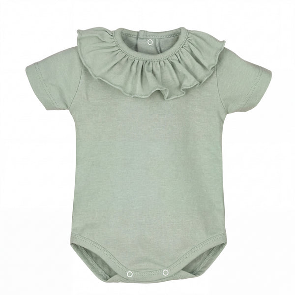 Mint Collar Short Sleeve Bodysuit — AGÜ Baby Spanish baby clothes