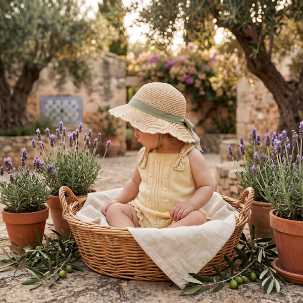 Romper With Yellow Flower Straps — view 2 — handcrafted in Spain — AGÜ Baby