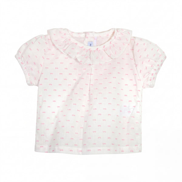 Short Sleeve Plumeti White and Light Pink Body — AGÜ Baby Spanish baby clothes