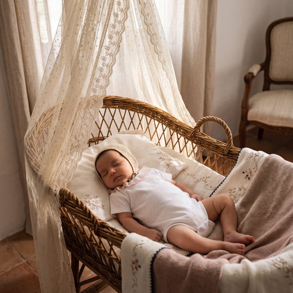 White and Light Pink Collar Short Sleeve Bodysuit — view 2 — handcrafted in Spain — AGÜ Baby