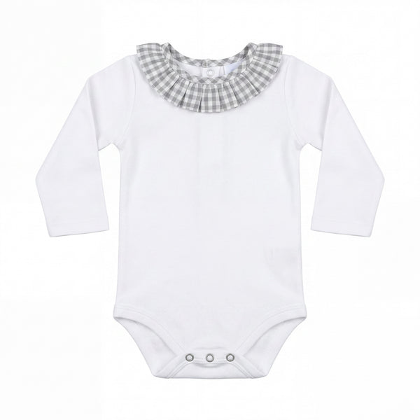 White Body Long Sleeve with Grey Collar — AGÜ Baby Spanish baby clothes