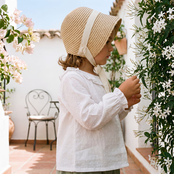 White Shirt Collar Plumeti — view 2 — handcrafted in Spain — AGÜ Baby