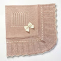 Baby Pink Makeup Stripes With Beige Bow Blanket — AGÜ Baby Spanish baby clothes — view 1
