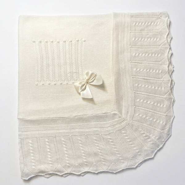 Baby White Stripes With Bow Blanket — AGÜ Baby Spanish baby clothes