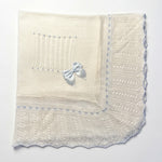 Baby White Stripes With Light Blue Bow Blanket — AGÜ Baby Spanish baby clothes