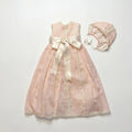Baton Baptism Light Pink Lace Dress — view 3 — handcrafted in Spain — AGÜ Baby — view 3