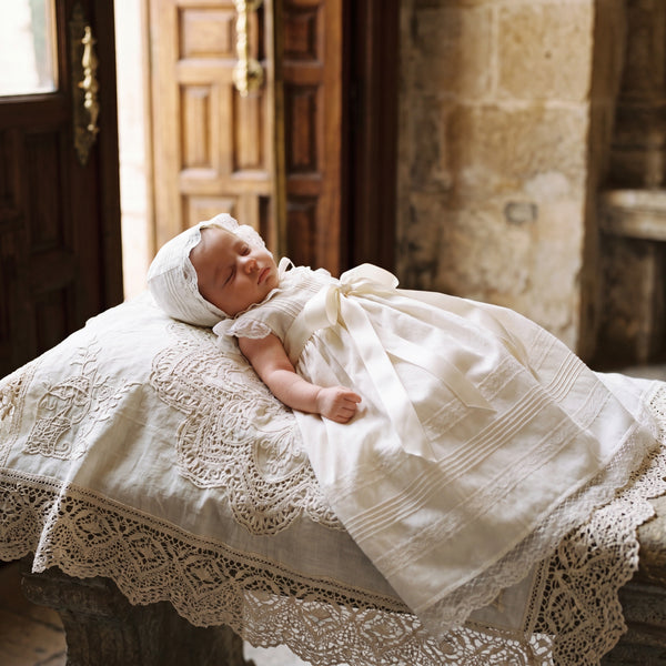 Baton Baptism Organdi Tulle — view 2 — handcrafted in Spain — AGÜ Baby