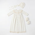 Baton Baptism White and Beige Lace Dress — view 3 — handcrafted in Spain — AGÜ Baby — view 3