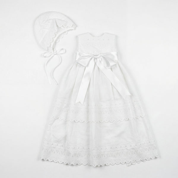 Baton Baptism White Lace Dress — AGÜ Baby Spanish baby clothes