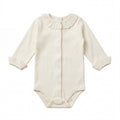 Beige Body Long Sleeve with Peter Pan Collar — AGÜ Baby Spanish baby clothes — view 1