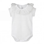 Beige Lace Collar Short Sleeve Bodysuit — AGÜ Baby Spanish baby clothes