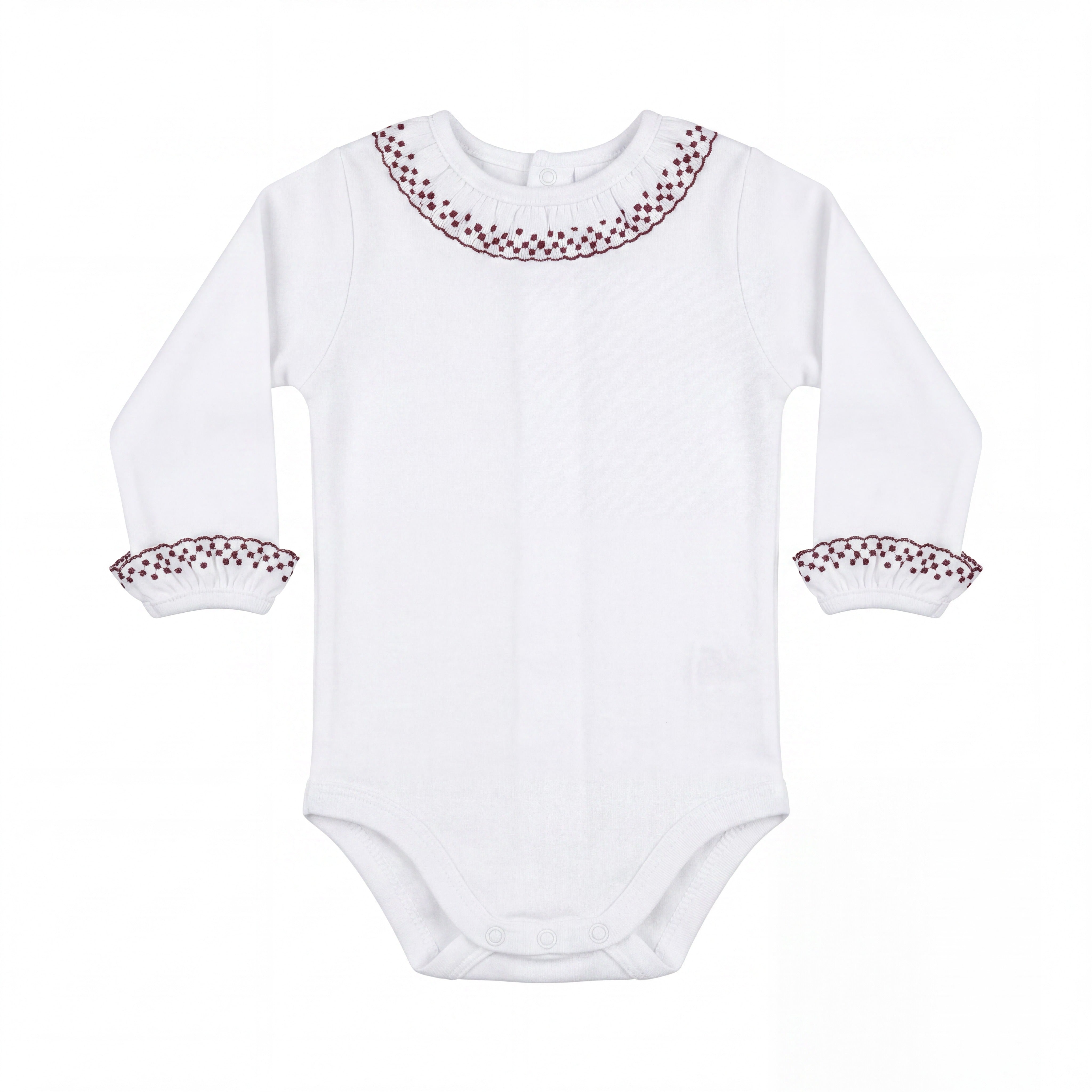 Body Long Sleeve with Burgundy Dots Peter Pan Collar — AGÜ Baby Spanish baby clothes