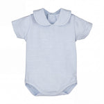 Boys Baby Blue Collar Short Sleeve Bodysuit — AGÜ Baby Spanish baby clothes