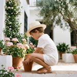Boys Beige Linen Shorts — view 2 — handcrafted in Spain — AGÜ Baby