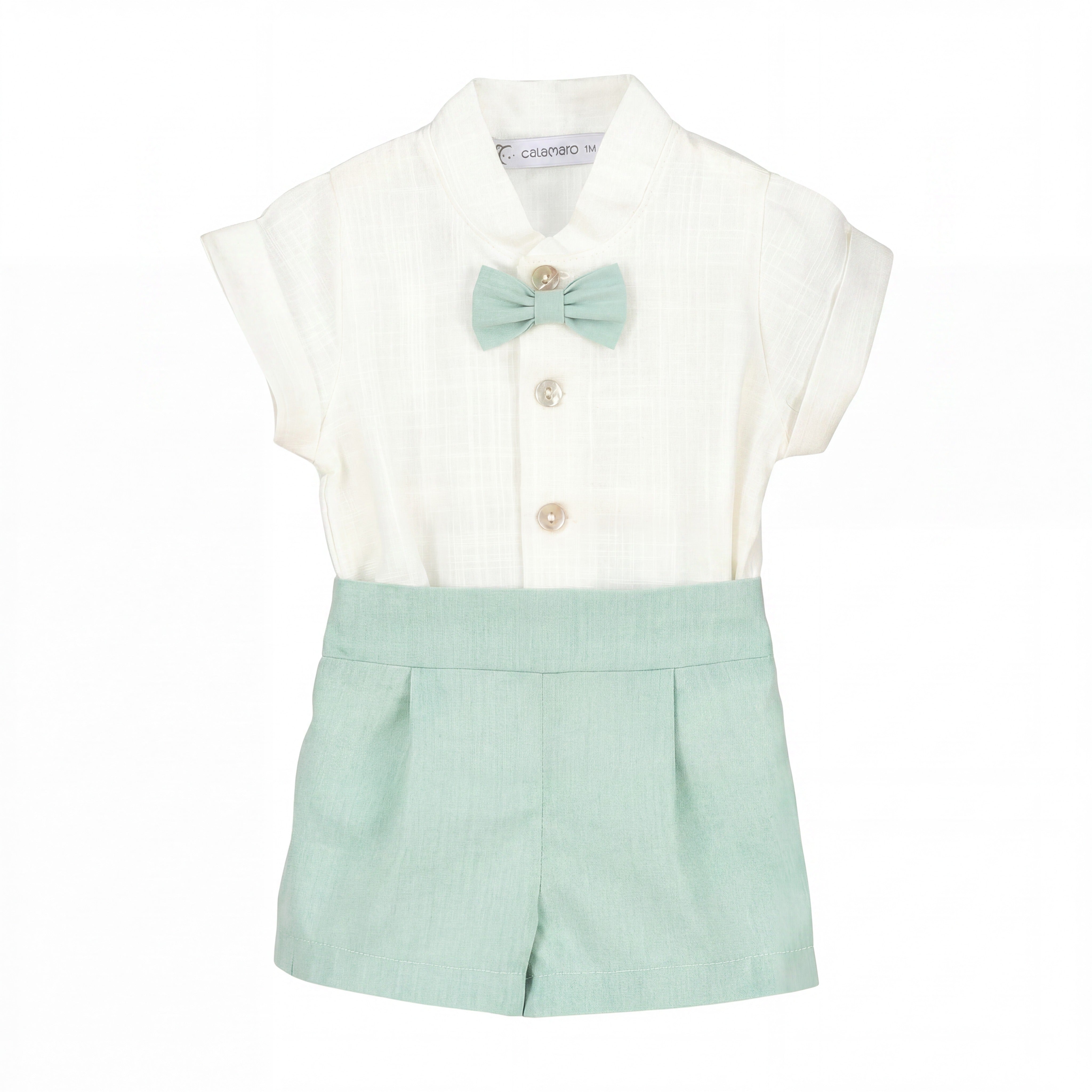 Boys "Freddie" Mint Shirt & Shorts — AGÜ Baby Spanish baby clothes