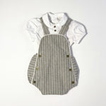 Boys Grey Set White Shirt and Romper with Stripes — AGÜ Baby Spanish baby clothes