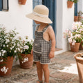 Boys Grey Vichy Overall — view 2 — handcrafted in Spain — AGÜ Baby — view 2