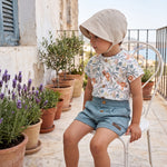 Boys "Hector" Teal Jungle Print Shirt & Shorts — view 2 — handcrafted in Spain — AGÜ Baby