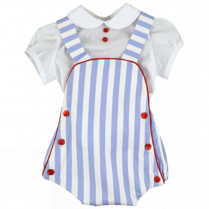 Boys Light Blue Set White Shirt and Romper — AGÜ Baby Spanish baby clothes