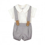 Boys "Rudy" Shirt & Grey Jam Pants With Braces — AGÜ Baby Spanish baby clothes