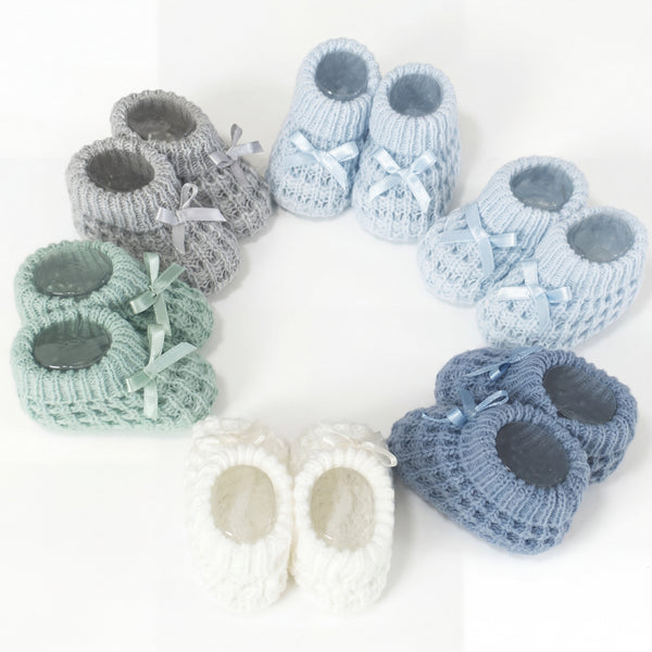 Boys Shoes Knitted with Ribbon Bow 2 - One Size — AGÜ Baby Spanish baby clothes