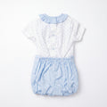 Boys White and Light Blue Plumeti Lace Shirt & Jam Pants — view 1