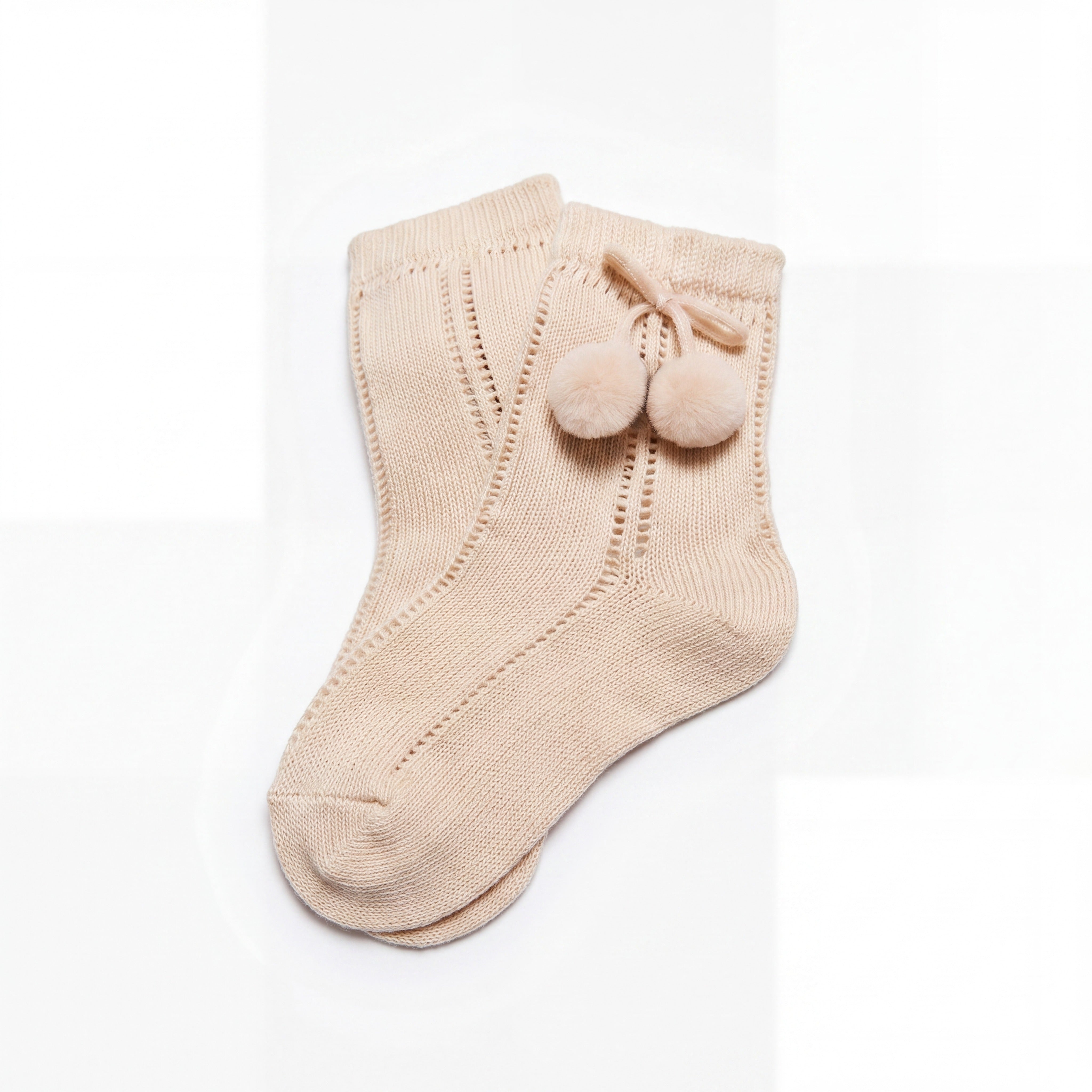 Camel Perforated Socks with Borlones — AGÜ Baby Spanish baby clothes