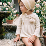 Camel Perforated Socks with Borlones — view 2 — handcrafted in Spain — AGÜ Baby