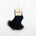 Girl Black High Socks with Gathered Tulle Strap — view 3 — handcrafted in Spain — AGÜ Baby — view 3