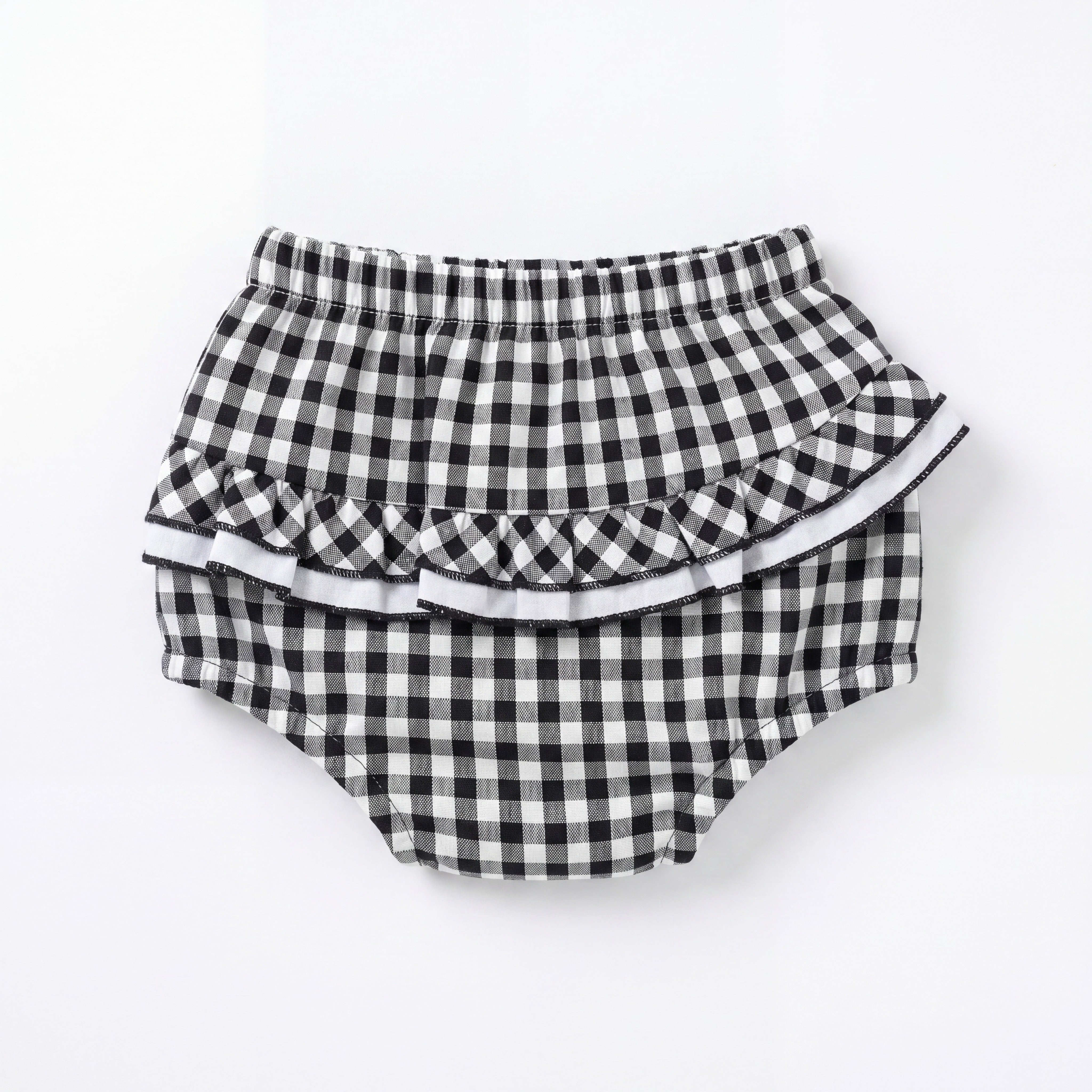 Girl Black Vichy Ruffle Bloomer — view 5 — handcrafted in Spain — AGÜ Baby