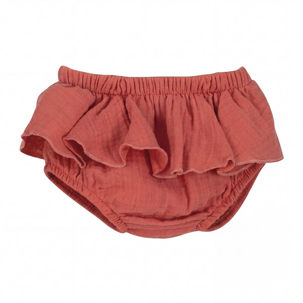 Girl Coral Ruffled Bambula Bloomer — AGÜ Baby Spanish baby clothes
