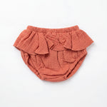 Girl Coral Ruffled Bambula Bloomer — view 3 — handcrafted in Spain — AGÜ Baby