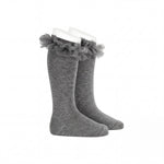Girl Gray High Socks with Gathered Tulle Strap — AGÜ Baby Spanish baby clothes