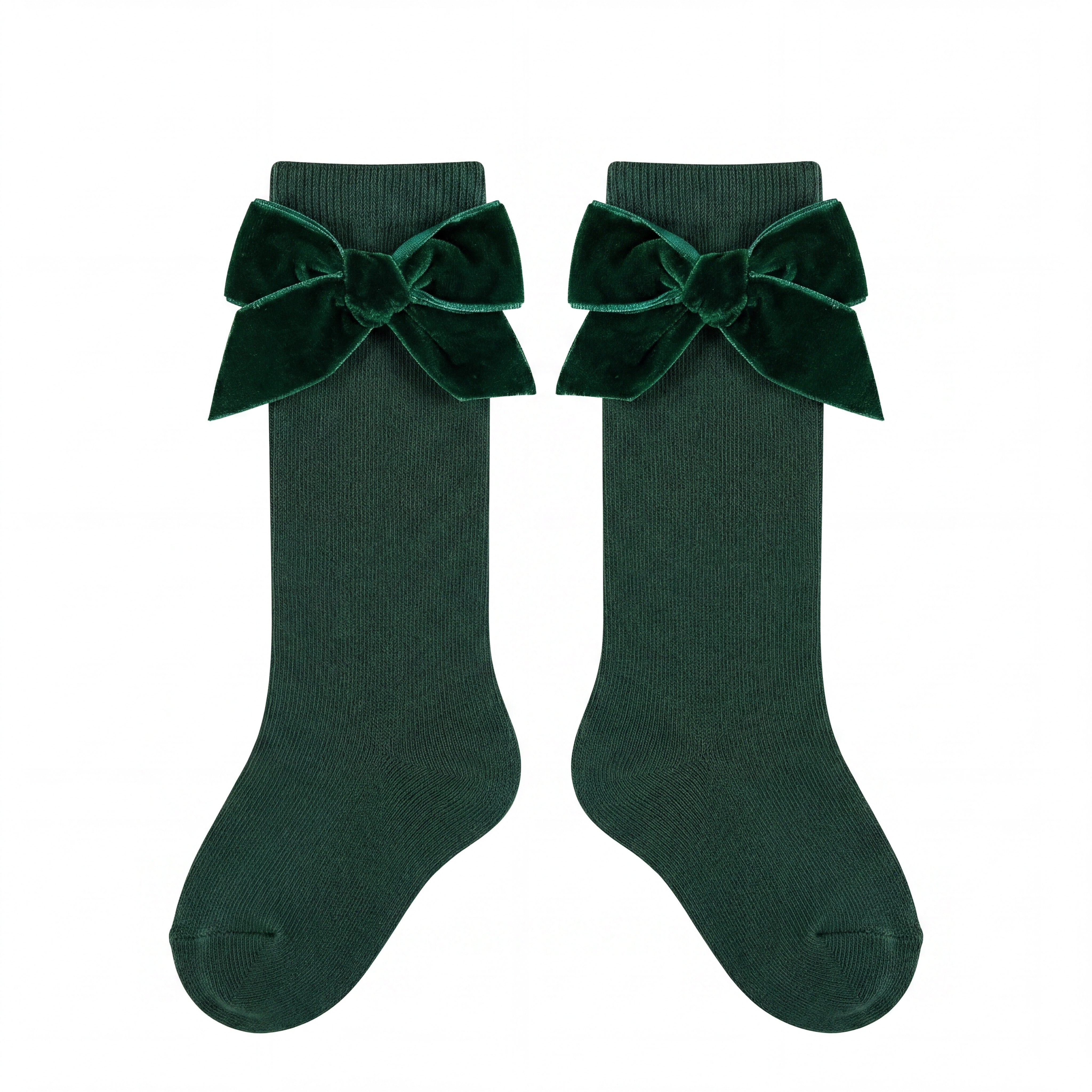 Girl Green High Socks with Side Velvet Bow — AGÜ Baby Spanish baby clothes