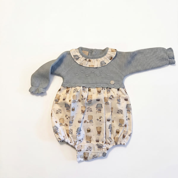 Girl Light Blue Bear Knitted Romper — AGU Baby Spanish baby clothes